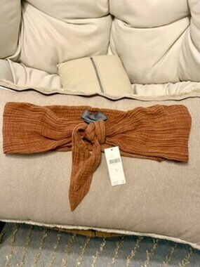Anthropologie Tie Front Bandeau Crop Top NWT Rust Brown